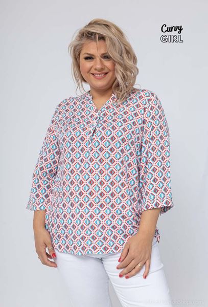 Picture of CURVY GIRL GEOMETRIC PRINT BLOUSE